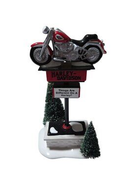 Harley Davidson Sign #54901 2002 Snow Village Live to Ride Dept 56 Ceramic Base